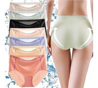 KURTIK Sous-vêtement en soie glacée ultra-mince non marquante pour femme, slip respirant invisible sans couture en soie glacée, culotte lisse à séchage rapide, slip respirant doux et extensible pour