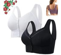 KURTIK Soutien-Gorge Moona pour Seniors, Soutien-Gorge Moona - Soutien-Gorge Respirant à Fermeture Avant pour Seniors, Soutien-Gorge Moona pour Femmes âgées sans Armatures (2 pièces-C,-46/105)
