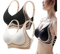 KURTIK Soutien-Gorge Push-up sans Fil Anti-affaissement,Soutien-Gorge d'été Doux et Respirant à Bonnets Profonds pour Femme,Soutien-Gorge sans Armatures Couverture complète (2 pièces-H,XL(65-75KG))