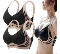 KURTIK Soutien-Gorge Push-up sans Fil Anti-affaissement,Soutien-Gorge d'été Doux et Respirant à Bonnets Profonds pour Femme,Soutien-Gorge sans Armatures Couverture complète (2 pièces-C,2XL(75-85KG))