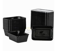 KURTT 100 pièces, Récipients Mealprep, Récipients repas, Bols pour micro-ondes avec couvercle, Récipient fraîcheur, adaptés au micro-ondes, lavables au lave-vaisselle (Noir, 750ml)