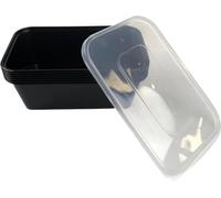 KURTT - Bol micro-ondes avec couvercle - 100 pièces - 750ml - Bac à micro-ondes - Bac à salade avec couvercle - Plateau noir - Tapas - Congélateur - Plateaux de conservation - Boîte alimentaire -