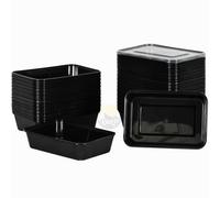 KURTT Mealprep Lot de 100 récipients à repas, bols à micro-ondes, avec couvercles, réutilisables, passent au micro-ondes, au lave-vaisselle (noir, 500 ml)
