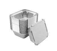 KURTT - Récipients en aluminium 450ml - 100 pièces avec couvercles - jetables - plateau en aluminium - plateaux - jetables - plateau en aluminium - fête - anniversaire - événements - mariage - délices