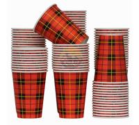 KURTT - Tasses à café à emporter - Tasse à café en carton "écossais" - 7oz/180ml - 1000 pièces - Gobelet à boire - Tasse à café - Tasse en carton - Tasse jetable - Tasse en papier