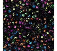 Kurtzy Alphabet Carrées en Acrylique Colorées Néon (1000 Pièces) - Lettres A-Z 6 mm - Pour Bijoux, Bracelets, Colliers, Porte-Clefs, Art & Artisanat et Cadeaux