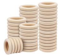 Kurtzy Anneau Bois Naturel (Lot de 50) - Diamètre Externe 5,8 cm, Épaisseur 9,6 mm - Anneau en Bois Brut pour Loisirs Créatifs, Bricolage, Déco, Fabrication de Bijoux, Anneau de Dentition Bois
