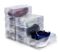 Kurtzy Boite de Rangement Chaussures en Plastique Transparent (Lot de 10) - Rangement Chaussures pour Femmes, Hommes et Enfants - Pliables, Ondulées et Empilables pour le Rangement et le Voyage