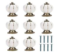 Kurtzy Bouton Ceramique Meuble Blanc et Or avec Vis en Forme de Citrouille (Lot de 8) - 3,6 x 3,9 cm - Bouton de Meuble Rond Vintage - Pour Maison, Bureau, Armoire de Cuisine, Tiroirs et Placard