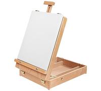 Kurtzy Chevalet Bois Portable pour Peinture et Dessin avec Boîte de Rangement - pour des Toiles Jusqu’à 30 cm - Chevalet de Table en Bois de Hêtre Réglable pour Les Artistes Débutants et Étudiants