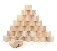Kurtzy Cube en Bois (30 Pcs) - Petit Cube Bois Brut 3x3x3 cm - Bloc Bois Naturel - Cube Bois Bricolage, Loisirs Créatifs, Alphabet, Tampons, Lettres, Puzzle, Construction, Jouet, Nombre