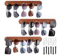 Kurtzy Ensemble de 3 Support Lunette de Soleil Mural en Bois - Rangement Lunette Suspendu pour Présentation & Organisation - Porte Lunettes Maison, Chambre, Salon - Chaque Accueille 5 Paires