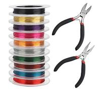 Kurtzy Fil Aluminium Coloré pour la Fabrication Bijoux et Pinces (12 Pièces) - Épaisseur 0,3 mm - Rouleaux de 10 m - 10 Couleurs - Métal Souple pour Perlage et Bijoux, Art Floral et Modélisme
