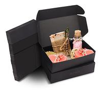 Kurtzy Lot de 10 Boite a Cadeau Vide Noire - Boite de Cadeau en Papier Kraft 19 x 11 x 4,5 cm - Boite a Chocolat Vide Facile à Assembler pour Fêtes, Anniversaires, Mariages et Vacances