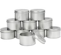 Kurtzy Lot de 10 Boite Metal Ronde en Aluminium Argenté avec Couvercle - 6,5 x 4 cm - Petit Pot Vide Cosmétiques en Métal