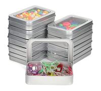 Kurtzy Lot de 10 Boite Metallique Argentée avec Couvercle - 9 x 6,3 x 1,8 cm - Petite Boite Metal Vide Portable Sans Charnière - Mini Boite Rangement Metal Rectangulaire - Artisanat et Kit de Survie