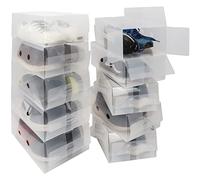 Kurtzy Lot de 10 Boîtes de Rangement pour Chaussures en Plastique Transparent 33x20x13cm - Chaussures Femmes, Hommes & Enfants - Pliables, Ondulées & Empilables - Rangement & Voyage