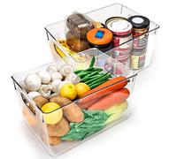 Kurtzy (Lot de 2 Bac Rangement Frigo & Placard - Boite Rangement Refrigérateur 26 cm - Bac en Plastique Transparent pour Organiser Salles de Bains, Congélateur, Placard et Tiroir