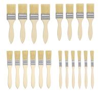Kurtzy Lot de 20 pinceaux en bois pour peinture et vernis - Pinceaux plats pour lasure - Pinceau plat - Pinceau à peinture - Pinceau large