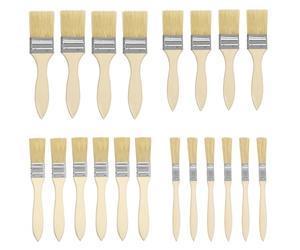 Kurtzy Lot de 20 pinceaux en bois pour peinture et vernis - Pinceaux plats pour lasure - Pinceau plat - Pinceau à peinture - Pinceau large