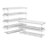 Kurtzy Lot de 3 Bac de Rangement Plastique avec Couvercles - Boite de Rangement Frigo Empilable, Transparent et sans BPA, avec Plateau d’Egouttage - pour Cuisine, Cellier, Armoires et Comptoirs