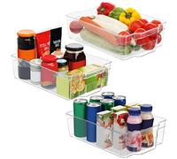 Kurtzy Lot de 3 Bac Rangement Frigo et Placard - Boite Rangement Refrigérateur de 32,5 cm sans BPA - Bac en Plastique Transparent pour Organiser Salles de Bains, Congélateur, Placard et Tiroir
