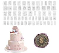 Kurtzy Lot de 64 Petit Emporte Piece Lettre Alphabet - Moule Alphabet A-Z Majuscule & Minuscule avec 12 Symboles - Lettre Alphabet Patisserie, Fondant, Gâteau, Décoration, Biscuits et Pâte à Sucre