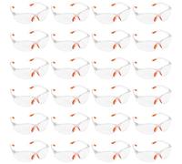 Kurtzy Lunettes de Protection Transparentes - Lot 24x Lunette de Protection Travail Bricolage Chantier Chimie Lycee - Surlunettes Verres Plastique Pont-de-Nez et Embouts Caoutchouc