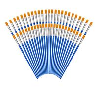 Kurtzy Pinceaux Peinture Bleus (Lot de 50) - Pinceaux Acrylique, Aquarelle et Huile en Poil de Nylon avec Manche en Plastique - Petit Pinceau Peinture Fin et Plat - Art et Artisanat
