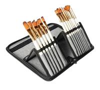 Kurtzy Pinceaux Peinture & Étui (15 Pieces) - Kit Pinceaux Peinture Poil de Nylon pour Acrylique, Huile, Aquarelle, Gouache - Idéal pour Détails Miniatures