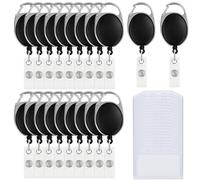 Kurtzy Porte Badge Enrouleur (Lot de 20) - Porte Carte Badge Rigide Imperméable avec Mousqueton - Enrouleur Badge Horizontal pour Porte-Clefs, Badges, Laissez-Passé et Ceintures