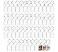 Kurtzy Porte Cle Personnalisable Neutre (Lot de 50) - 3,2 x 5,4 cm - Porte Clé Transparent avec Anneau pour Photos Double Face - Porte Clef pour Famille, Amis, Cadeaux et Artisanat