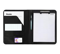 Kurtzy Porte Document Cuir Noir A4 - Conférencier Organisateur de Bureau - Padfolio avec Pochette, Porte-Cartes, Bloc-Note & Mémo