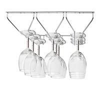 Kurtzy Porte Verres Suspendu en Acier Chromé avec Vis et Chevilles - Support Verre a Pied Suspendu de 34 x 32 cm - Rangement Verre a Pied pour Bar et Cuisine