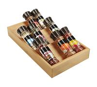 Kurtzy Range Epices Cuisine 3 Niveaux en Bois de Bambou - Range Epices Cuisine Tiroir Horizontal - Rangement Épices - Organisez Sel, Épices, Herbes et Vitamines dans Vos Placards