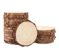 Kurtzy Rondelles Bois Brut (Lot de 20) - 12-14 cm de Diamètre et 10 mm d’Épaisseur - Rondin de Bois Deco avec Écorce - Idéal pour Art & Loisirs Créatif, Travaux Manuels, Déco d’Intérieur et de Noël
