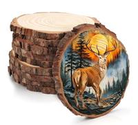 Kurtzy Rondelles Bois Naturel Brut (Lot de 10) - 14 à 16 cm de Diamètre - Tranches de Bois Brut avec Écorce et Sans Trou - Bois pour Pyrogravure, Artisanat et Décoration de Noël et de Mariage