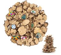 Kurtzy Rondelles Bois Naturel Brut (Lot de 500 g) - 2 à 5,5 cm de Diamètre - Tranches de Bois Brut avec Écorce et Sans Trou - Bois pour Pyrogravure, Artisanat et Décoration de Noël et de Mariage