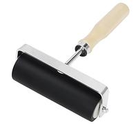 Kurtzy Rouleau en Caoutchouc à Imprimer - 10 cm - Noir - Rouleau à Lancer Dur et linogramme avec Manche en Bois pour tamponner, appliquer de la Colle, Bloc et Encre