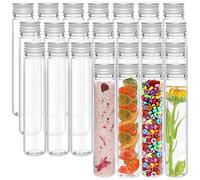 Kurtzy Tubes à Essai Plastique Transparent avec Bouchon à Vis et Brosse de Nettoyage (25 Pcs) 125 ML - Eprouvettes Réutilisables Transparentes pour Bonbons, Fêtes, Liquide, Sel de Bains et Perles