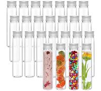 Kurtzy Tubes à Essai Plastique Transparent avec Bouchon à Vis et Brosse de Nettoyage (25 Pcs) 75 ML - Eprouvettes Réutilisables TranspAarentes pour Bonbons, Fêtes, Liquide, Sel de Bains et Perles