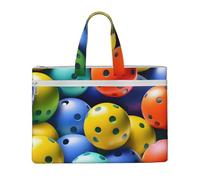 kurue Balles de pickleball colorées, 26,1 x 38,1 cm, sac à main, 2 poches zippées, grande capacité pour les fichiers - Idéal pour le bricolage et le travail, Stu