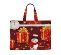 kurue Bonhomme de neige Merry Christmas 26 x 38,1 cm Sac à main 2 poches zippées Grande capacité pour dossiers - Idéal pour le travail et les voyages