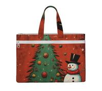 kurue Bonhomme de neige sapin de Noël 26,1 x 38,1 cm, sac à main 2 poches zippées, grande capacité pour dossiers - Idéal pour le bricolage et le travail, Stu