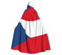 kurue Cape à capuche avec drapeau de la République tchèque - Cape à capuche pour Halloween - Robe pleine longueur pour homme et femme - Costume de jeu de rôle - Noir