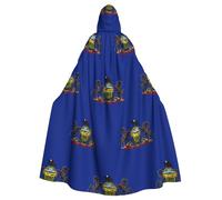 kurue Cape à capuche avec drapeau de l'État de Pennsylvanie - Cape à capuche pour Halloween - Robe pleine longueur pour homme et femme - Costume de jeu de rôle - Noir
