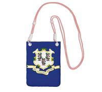 kurue Connecticut - Petit sac à bandoulière imprimé drapeau de l'État du Connecticut - Sac à bandoulière pour téléphone portable - Portefeuille avec sangle réglable pour femme, rose, Taille unique