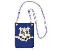 kurue Connecticut - Petit sac à bandoulière imprimé drapeau de l'État du Connecticut - Sac à bandoulière pour téléphone portable - Portefeuille avec sangle réglable pour femme, violet, Taille unique