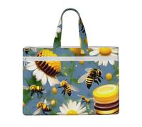 kurue Flying Bees Daisy Honey Sac à main 26 x 38,1 cm 2 poches à fermeture éclair Capacité généreuse pour dossiers - Idéal pour les travaux manuels et les voyages