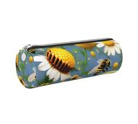 kurue Flying Bees Trousse à crayons en cuir avec fermeture éclair Motif marguerites
